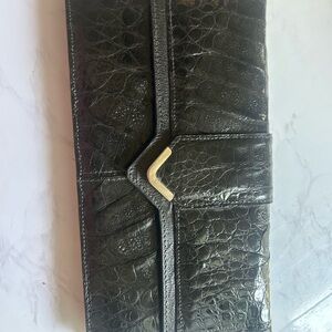 Vintage Pierre Balmain Pierre Noël Paris Black Leather Clutch Made in France